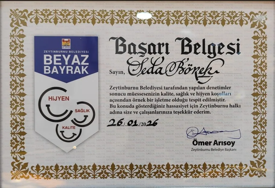 Seda Börek’e Büyük Gurur: Zeytinburnu’nda Beyaz Bayrak Alan 28. İşletme Oldu! Seda Börek’e Büyük Gurur: Zeytinburnu’nda Beyaz Bayrak Alan 28. İşletme Oldu!